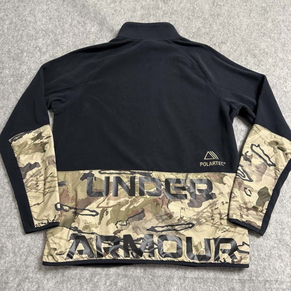 Under‎ Armour Jacket Mens Large Black Camo Polartec Fleece Hunting Outdoor